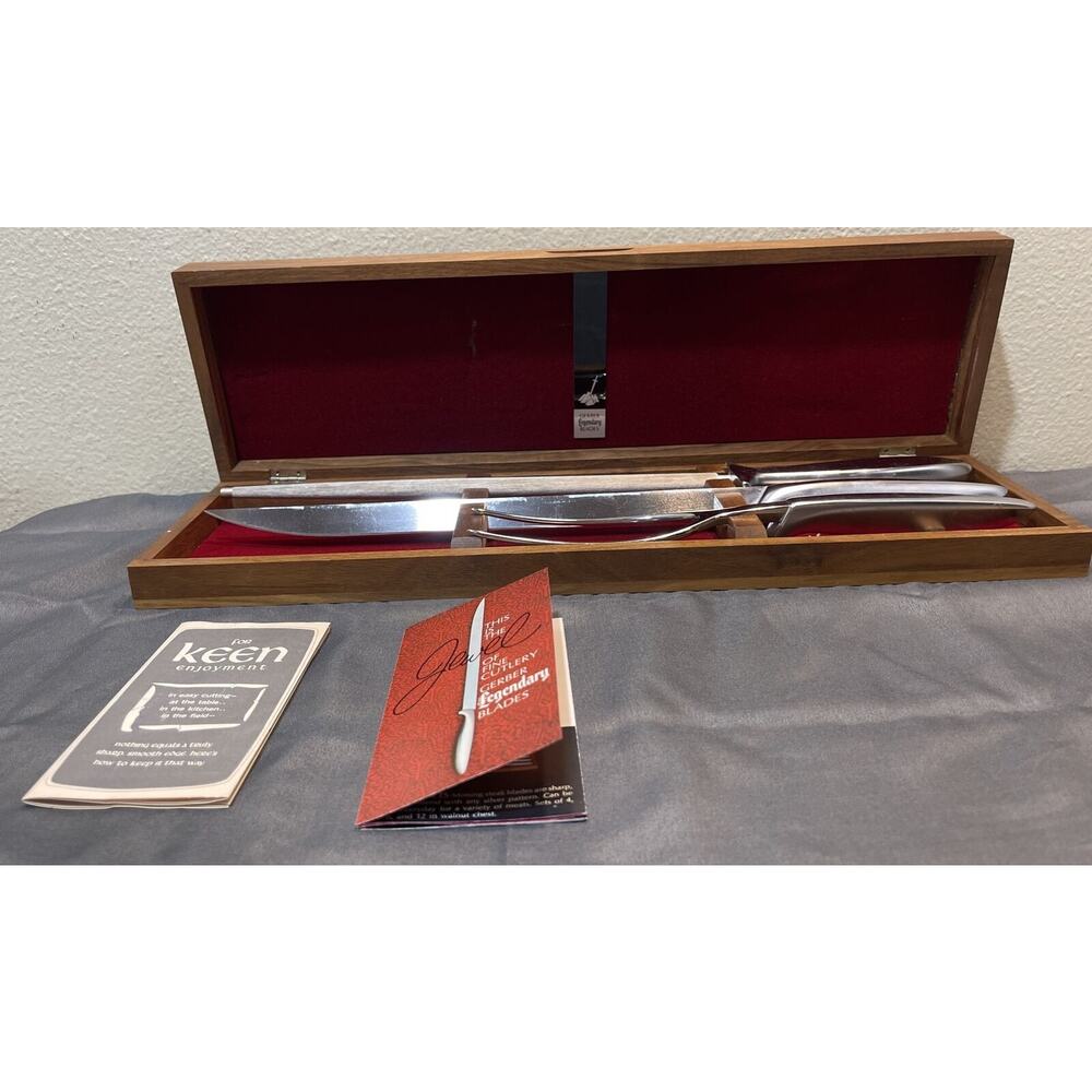 Gerber Legendary Balmung Knife Siegfried Fork And Knife Sharping Steel In Box